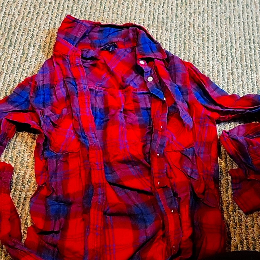 Blue and red plaid shirt